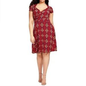 Leota Lula Stitch Fix Terazzo Print Sweetheart Fit & Flare Faux Wrap Dress